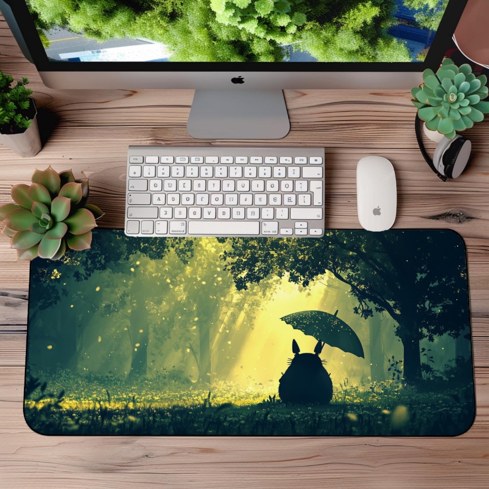 Desk Setup Aesthetic - Большой коврик для стола «Зеленый лес