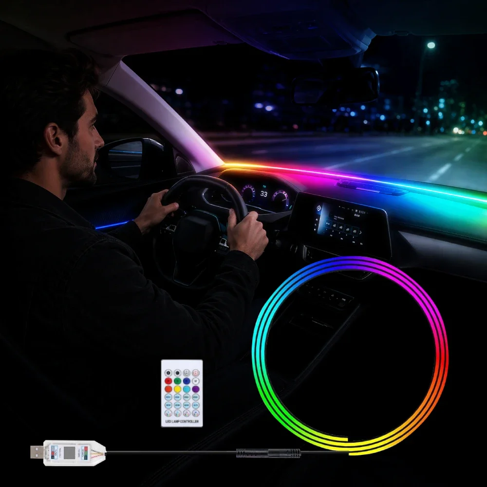 Ambient Light Bar Usb - Светодиодная RGB-лента для лобового стекла автомобиля,
