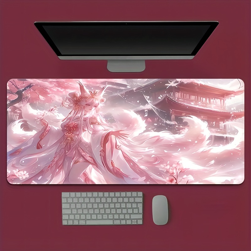 Desk Setup Aesthetic - Коврик для стола с изображением аниме-девушки-лисицы,