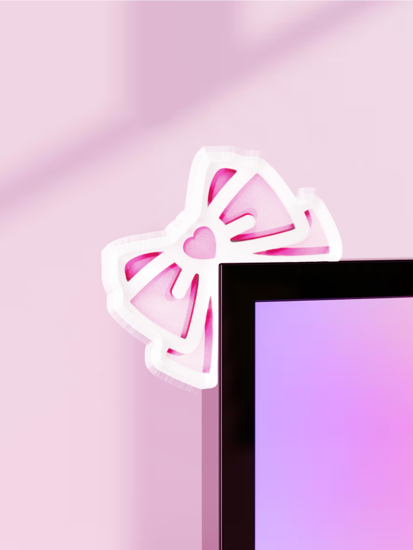 Desk Setup Design - Kawaii Bow Monitor Decor Розовый акриловый