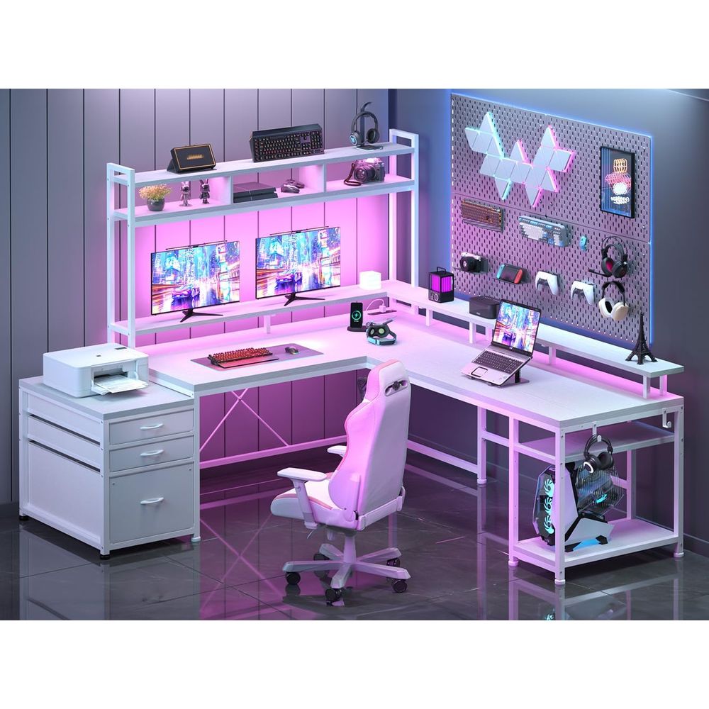 104-дюймовый L-образный стол д – обзор и цена Desk Setup Dual Monitor