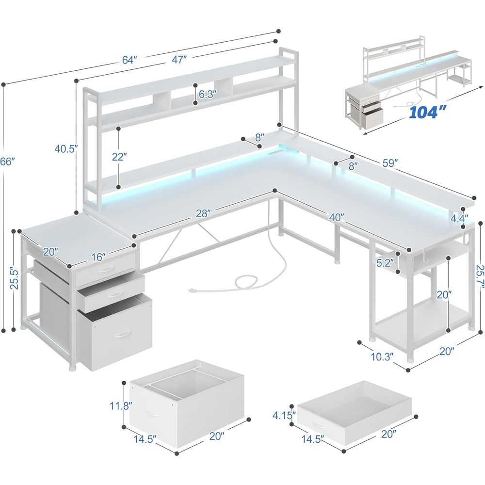 104-дюймовый L-образный стол д – обзор и цена Desk Setup Dual Monitor