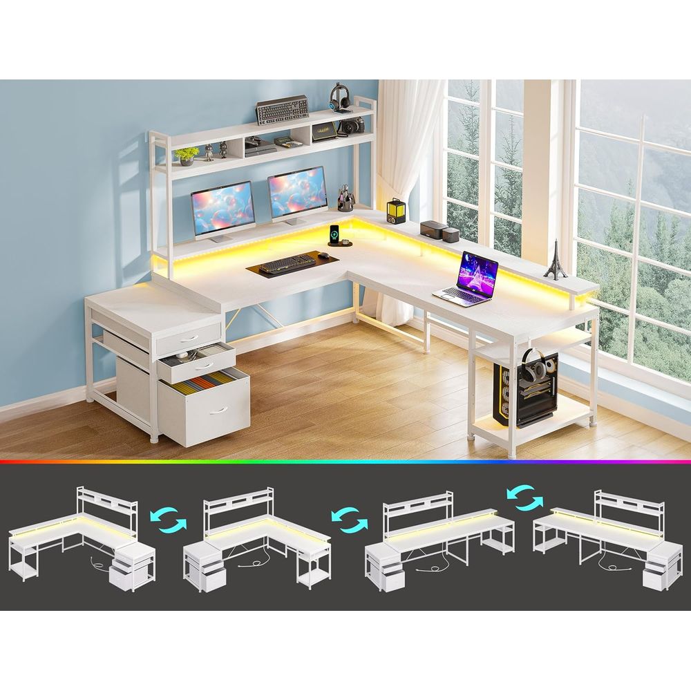 104-дюймовый L-образный стол д – обзор и цена Desk Setup Dual Monitor