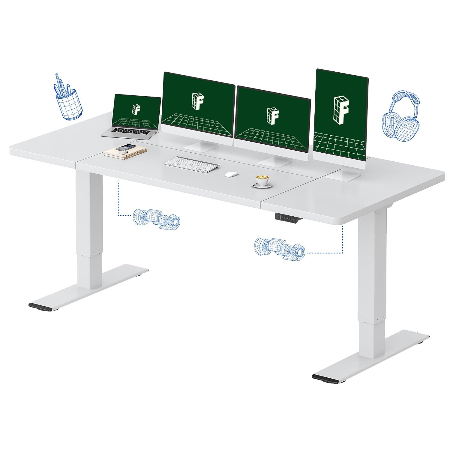 Большой электрический стол с д – обзор и цена Desk Setup Dual Monitor