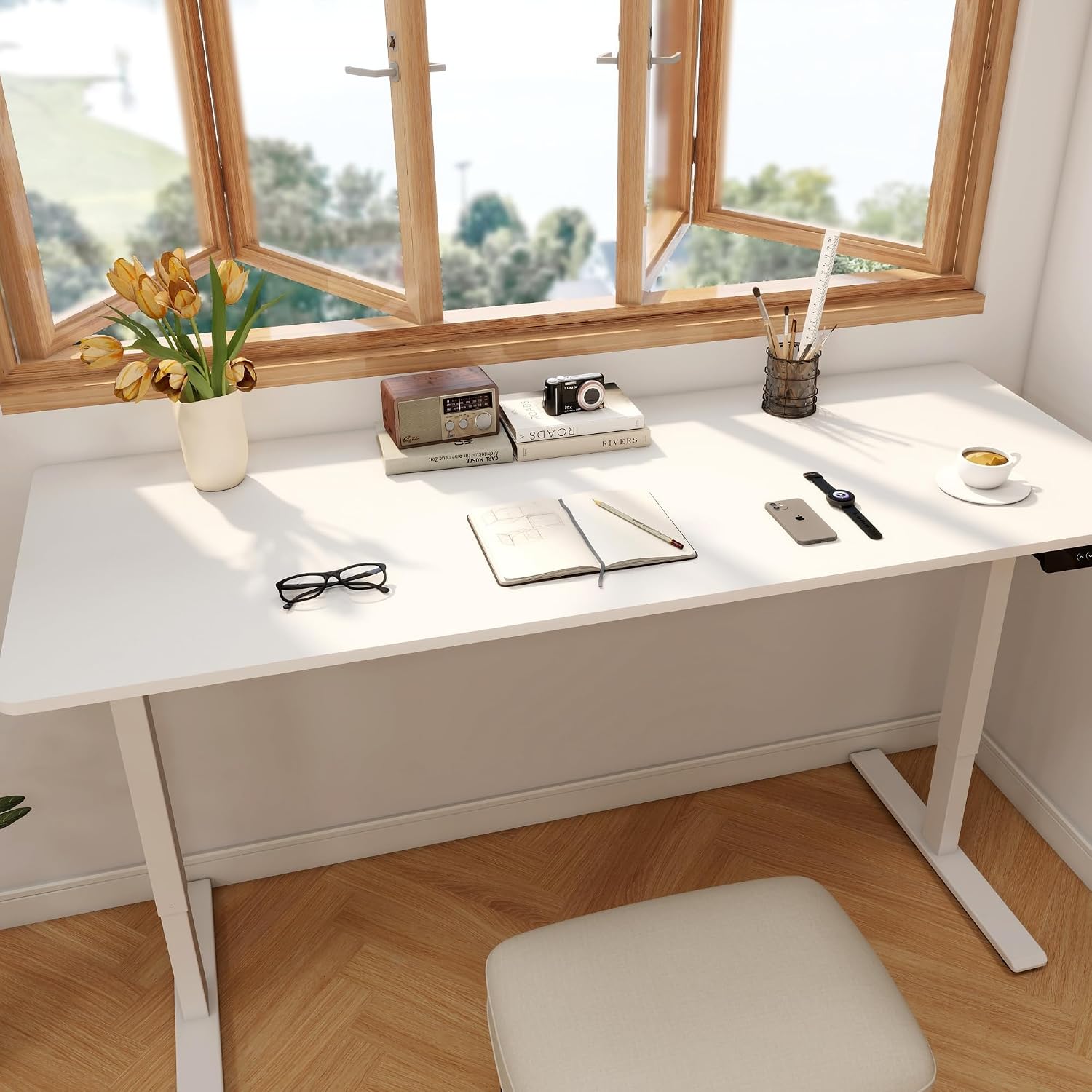 Большой электрический стол с д – обзор и цена Desk Setup Dual Monitor