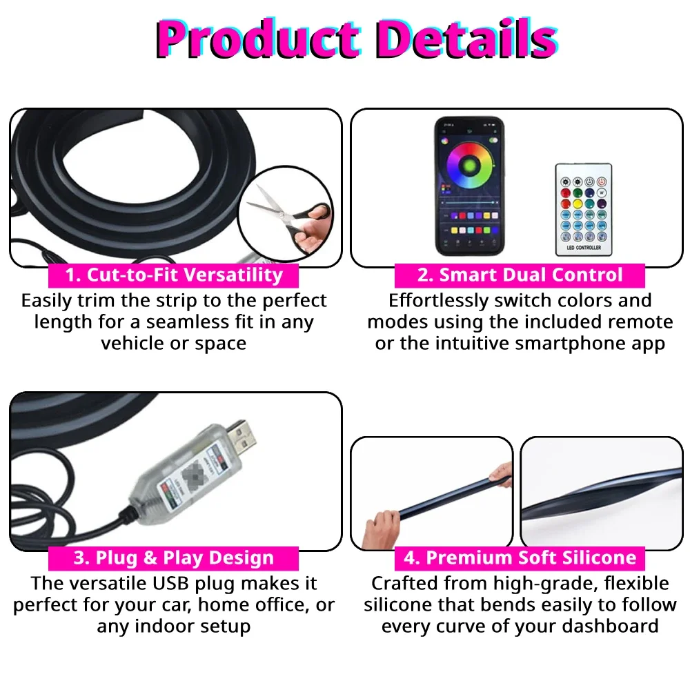 Светодиодная RGB-лента для лоб – обзор и цена Ambient Light Bar Usb