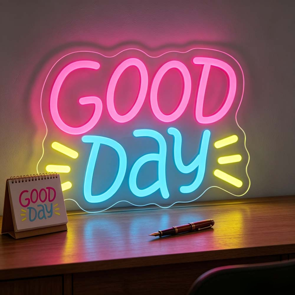 Неоновая вывеска Good Day, све – обзор и цена Desk Setup Aesthetic